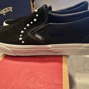 Vans Classic Slip-On VN000ED2BLA Black Pearl "Pearlized" Rare Shoes Mens Sz 10